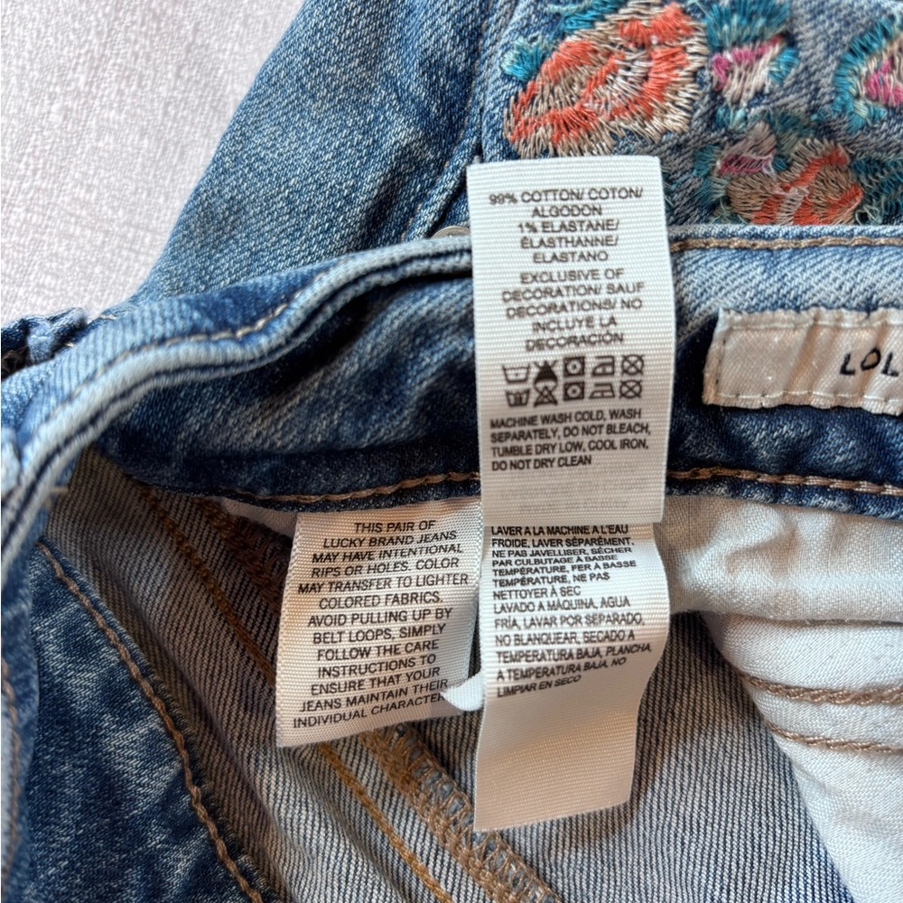 Lucky Brand Light Blue Floral Embroidered Skinny Jeans - Picture 7 of 9